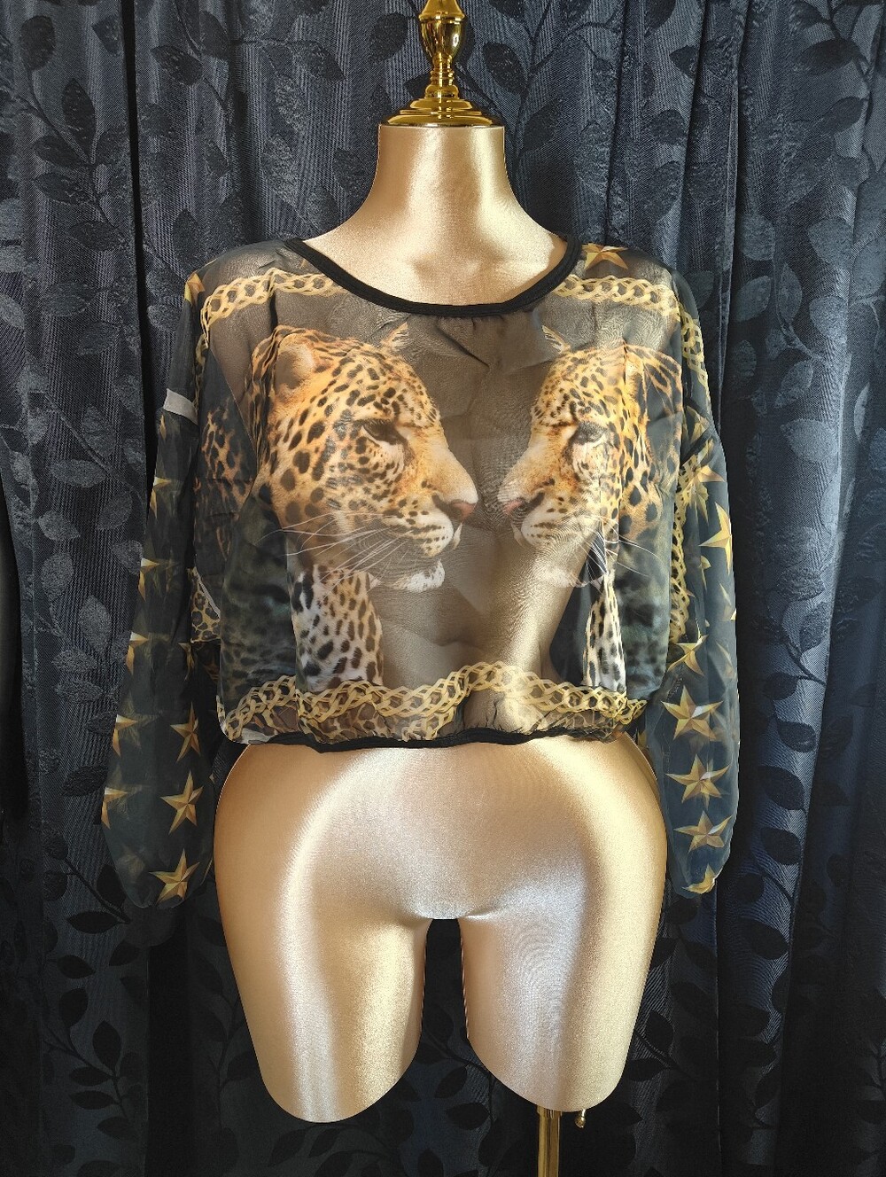 Sheer Black Leopard-Print Top